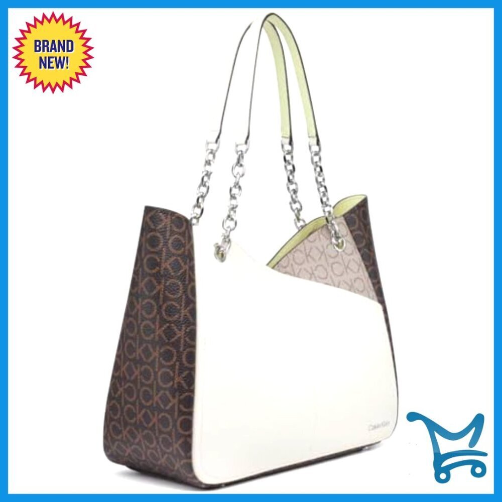 Vegan Leather Tote with Removable Pouch, Exterior Slip Pocket - Picture 5 of 5